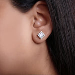 Load image into Gallery viewer, 925 Silver Cubic Zirconia Square Stud Earrings | Women's Gift