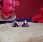 Load image into Gallery viewer, Silver Trillion Cut Amethyst Stud Earrings for Women