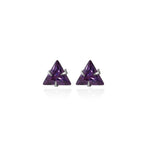 将图像加载到图库查看器中, Silver Trillion Cut Amethyst Stud Earrings for Women