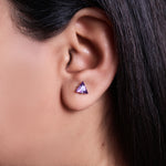 Load image into Gallery viewer, Silver Trillion Cut Amethyst Stud Earrings for Women
