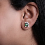 将图像加载到图库查看器中, Emerald Stud Earrings for Women | 925 Silver Cubic Zirconia