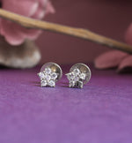 将图像加载到图库查看器中, 925 Silver Cubic Zirconia Flower Stud Earrings for Women