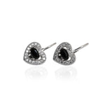 Load image into Gallery viewer, 925 Silver Heart Stud Earrings with Black Gemstones | Women's Jewelry