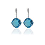 Load image into Gallery viewer, Pendientes colgantes de topacio azul plateado con corte cojín para mujer