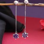 Load image into Gallery viewer, 925 Silver Amethyst Drop Earrings | Purple Gemstone Jewelry