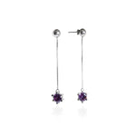 Load image into Gallery viewer, 925 Silver Amethyst Drop Earrings | Purple Gemstone Jewelry