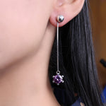 Load image into Gallery viewer, 925 Silver Amethyst Drop Earrings | Purple Gemstone Jewelry