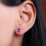 将图像加载到图库查看器中, Silver Amethyst Stud Earrings for Women | Gemstone Jewelry