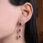Load image into Gallery viewer, 925 Silver Red Gemstone Dangle Earrings | For Women | Gift