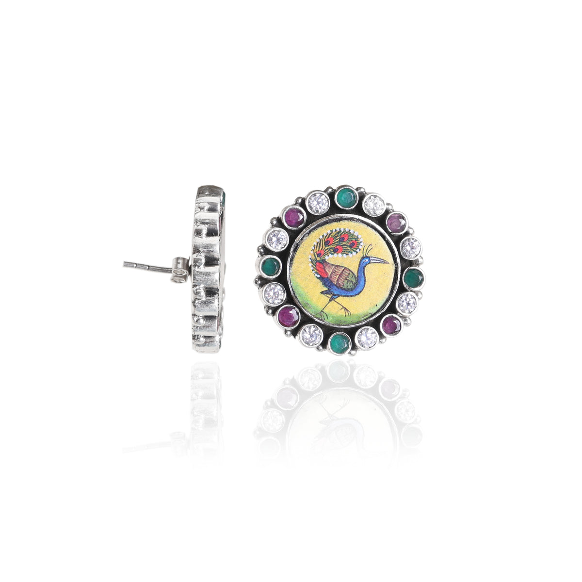925 silver peacock stud earrings | gemstone jewelry for women