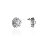 将图像加载到图库查看器中, Silver Diamond Stud Earrings | Floral Design for Women