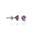 Load image into Gallery viewer, Silver Pink Sapphire Stud Earrings | Flower Design | For Women