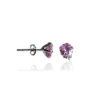 将图像加载到图库查看器中, Silver Pink Sapphire Stud Earrings | Flower Design | For Women