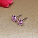 将图像加载到图库查看器中, Silver Pink Sapphire Stud Earrings | Flower Design | For Women