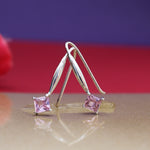 将图像加载到图库查看器中, 925 Silver Pink Square Stone Earrings for Women | Gift