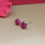 Load image into Gallery viewer, Ruby Stud Earrings in Silver | Gemstone Jewelry for Women