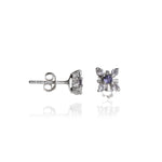 将图像加载到图库查看器中, 925 Silver Flower Stud Earrings with Purple Gemstone | Gift