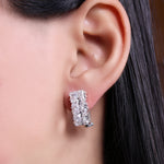 将图像加载到图库查看器中, Silver Cubic Zirconia Leverback Earrings | Elegant Women's Jewelry