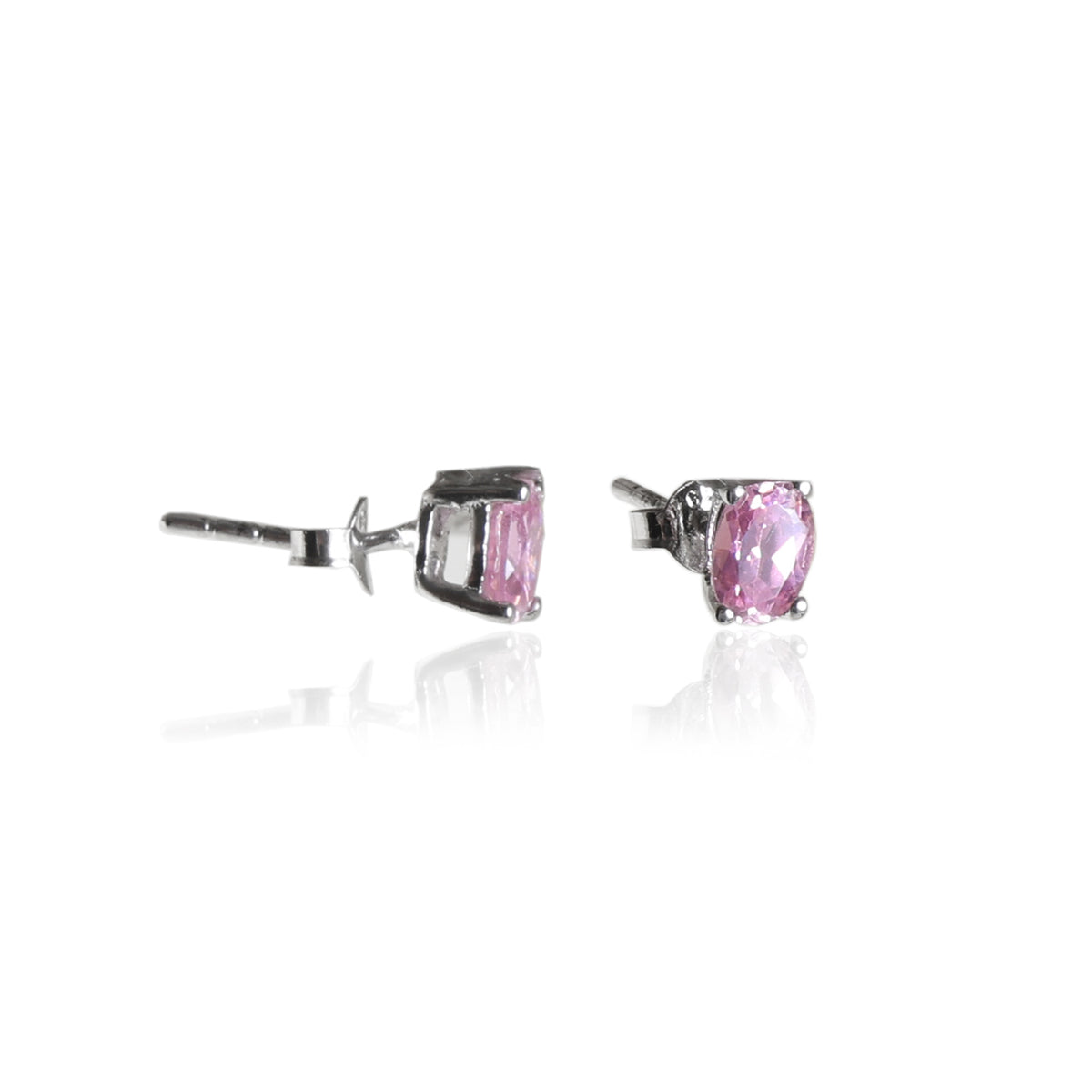 Pink sapphire stud earrings in sterling silver | for women