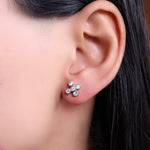 Load image into Gallery viewer, Silver Cubic Zirconia Stud Earrings | Flower Design | For Women