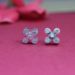 将图像加载到图库查看器中, Silver Cubic Zirconia Stud Earrings | Flower Design | For Women