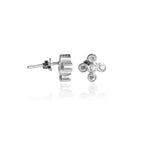 将图像加载到图库查看器中, Silver Cubic Zirconia Stud Earrings | Flower Design | For Women