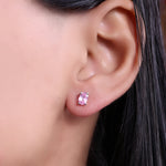 将图像加载到图库查看器中, 925 Silver Pink Sapphire Stud Earrings for Women | Gift Jewelry