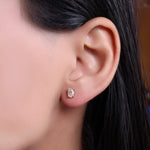 Load image into Gallery viewer, Silver Stud Earrings with Peach Stone | Women's Jewelry Gift