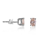 Load image into Gallery viewer, Silver Stud Earrings with Peach Stone | Women's Jewelry Gift