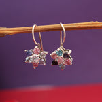将图像加载到图库查看器中, Silver Flower Earrings with Multicolor Gemstones for Women