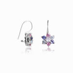 将图像加载到图库查看器中, Silver Flower Earrings with Multicolor Gemstones for Women