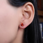 Load image into Gallery viewer, Silver Red Ruby Stud Earrings | Gemstone Jewelry for Women