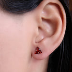 Load image into Gallery viewer, 925 Silver Garnet Trillion Stud Earrings for Women | Gift
