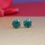 将图像加载到图库查看器中, Emerald Stud Earrings in Silver for Women | Gemstone Jewelry
