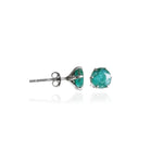 Load image into Gallery viewer, Emerald Stud Earrings in Silver for Women | Gemstone Jewelry