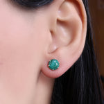 将图像加载到图库查看器中, Emerald Stud Earrings in Silver for Women | Gemstone Jewelry