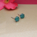 Load image into Gallery viewer, Emerald Stud Earrings in Silver for Women | Gemstone Jewelry