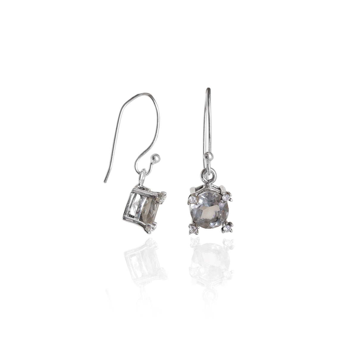 Silver smoky quartz drop earrings for women | dangle earrings
