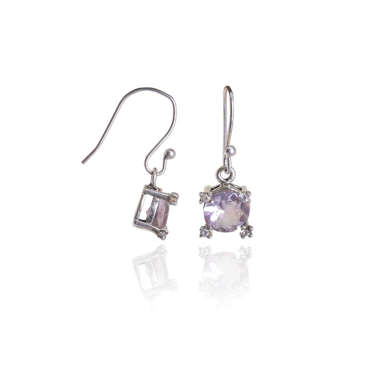 Silver amethyst dangle earrings for women | gemstone jewelry