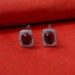 Load image into Gallery viewer, Red Gemstone Stud Earrings in Sterling Silver | For Women