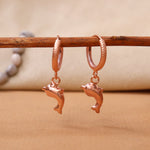 Load image into Gallery viewer, Rose gold plating Dolphin Hoop Earrings for Women | Dangle Jewelry