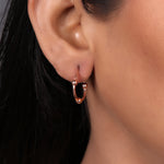 Load image into Gallery viewer, Rose gold plating Hoop Earrings with Ball Charm | Women's Jewelry Gift