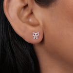 Load image into Gallery viewer, Rose gold plating Bow Stud Earrings with Crystals | Gift for Her