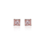 Load image into Gallery viewer, Rose gold plating Square Stud Earrings with Cubic Zirconia | Women's Jewelry