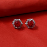 Load image into Gallery viewer, Ruby Stud Earrings with Diamond Halo | Women's Gift Jewelry