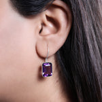 将图像加载到图库查看器中, Silver Amethyst Drop Earrings for Women | Purple Gemstone Jewelry