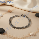 Load image into Gallery viewer, Oxidized silver anklet with intricate vintage design on white background