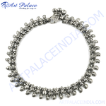 Load image into Gallery viewer, 925 Sterling silver anklet with intricate Indian ethnic design, perfect for women.