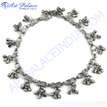 Load image into Gallery viewer, Silver anklet with dangling bells, an elegant piece of ethnic foot jewelry