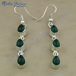 Load image into Gallery viewer, 925 Silver Green Gemstone Drop Earrings for Women | Gift